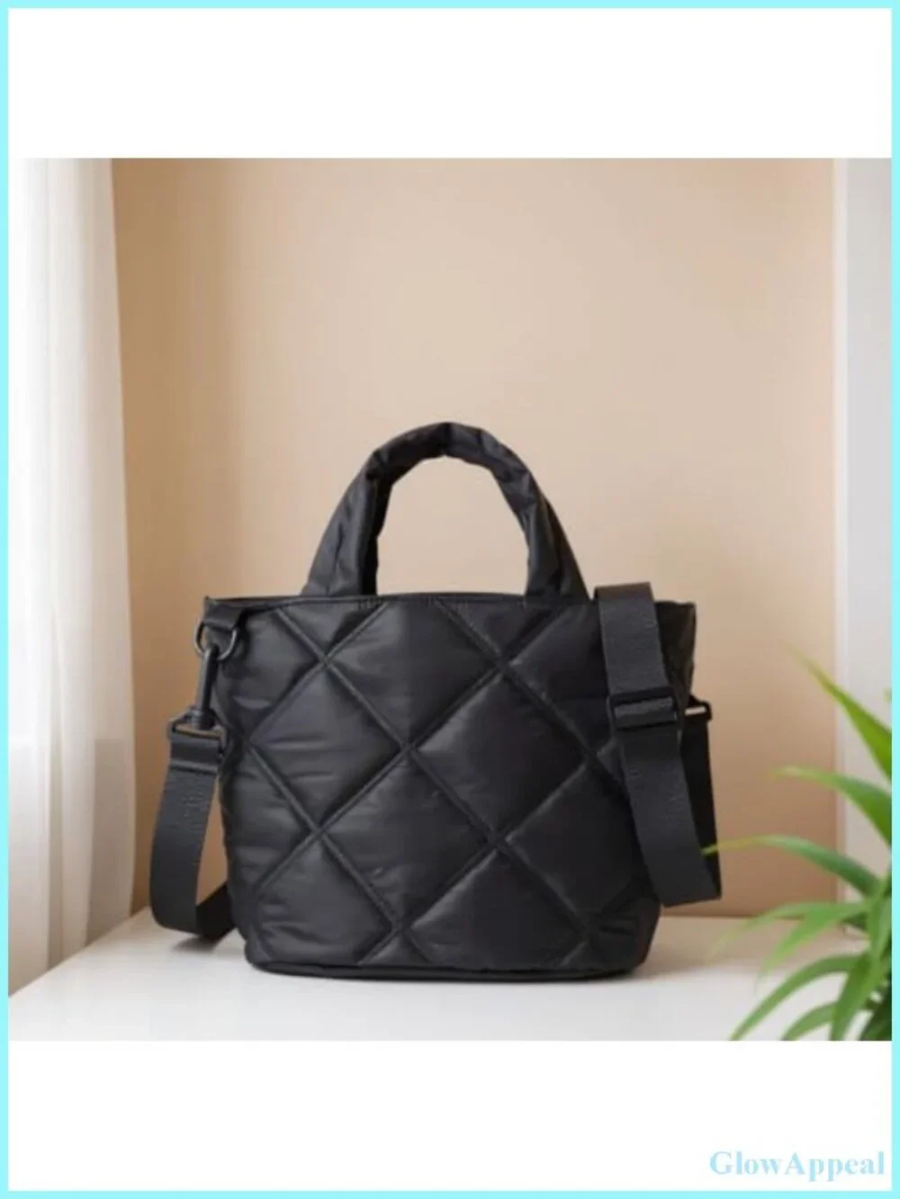 Quilted Puffer Crossbody Bag for Women Lightweight Nylon Shoulder Purse Travel